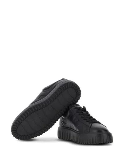 Hogan Leather H-stripes Tread Sneakers In Black