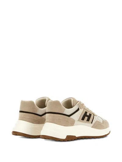 Hogan Suede, Smooth Leather And Mesh Hyperlight Sneakers In Neutral