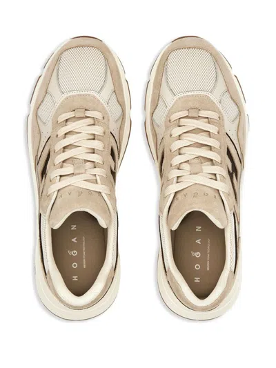 Hogan Suede, Smooth Leather And Mesh Hyperlight Sneakers In Neutral