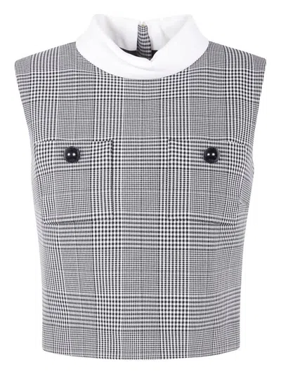 Self-portrait Prince Of Wales Check Top In Gray
