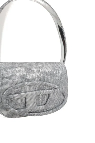 Diesel Glitter Print Shoulder Bag In Gray