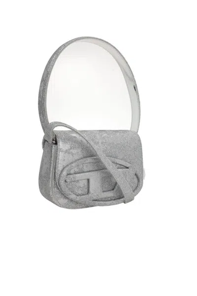 Diesel Glitter Print Shoulder Bag In Gray