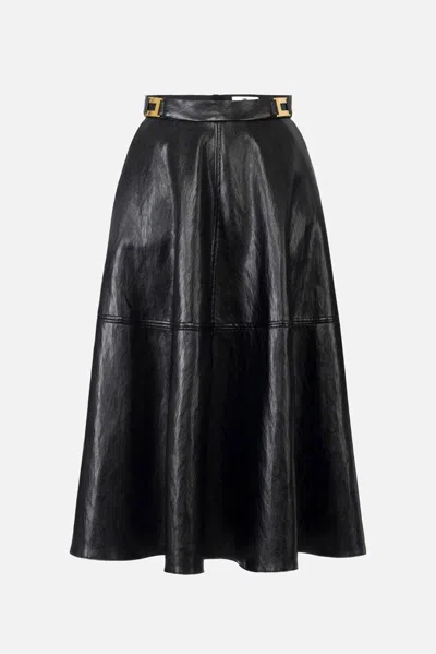 Elisabetta Franchi Leather-effect Belted Midi Skirt