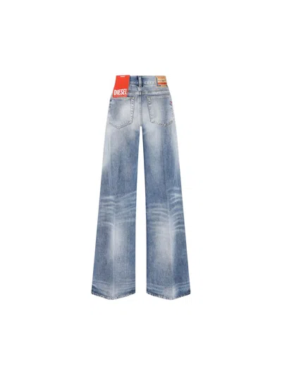 Diesel Light Blue Cotton Bootcut Jeans In Blue
