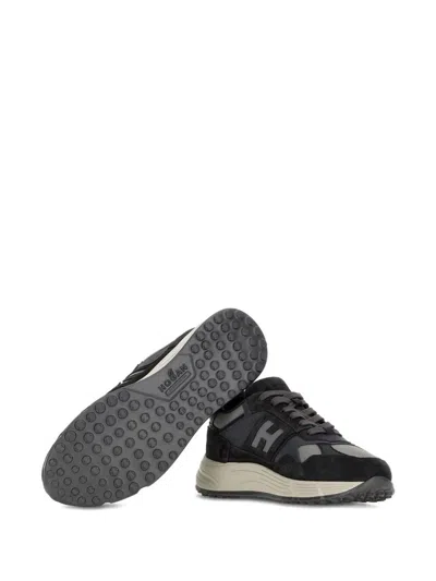 Hogan Suede And Smooth Leather Hyperlight Sneakers With Technical Fabric Inserts In Black