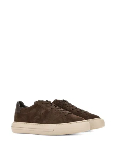 Hogan H691 Lace-up Sneakers With Suede Upper And Memory Foam Comfort In Brown