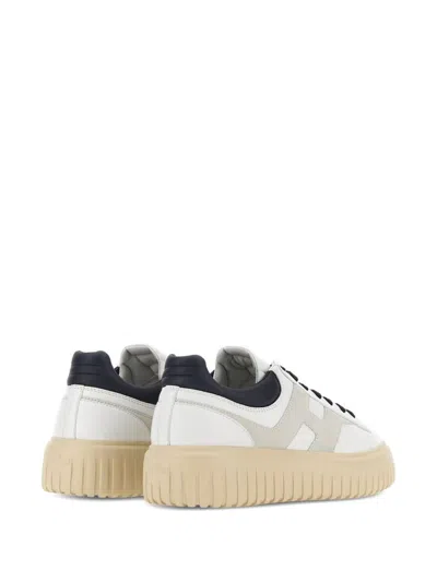 Hogan Lace-up White Sneakers With Logo Patch In Multi