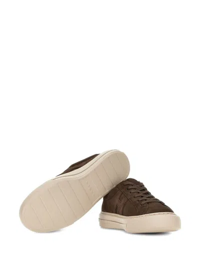 Hogan H691 Lace-up Sneakers With Suede Upper And Memory Foam Comfort In Brown