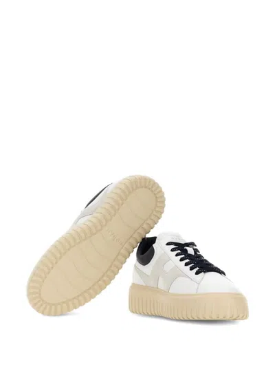 Hogan Lace-up White Sneakers With Logo Patch In Multi