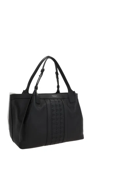 Serapian Woven-panel Tote Bag In Black