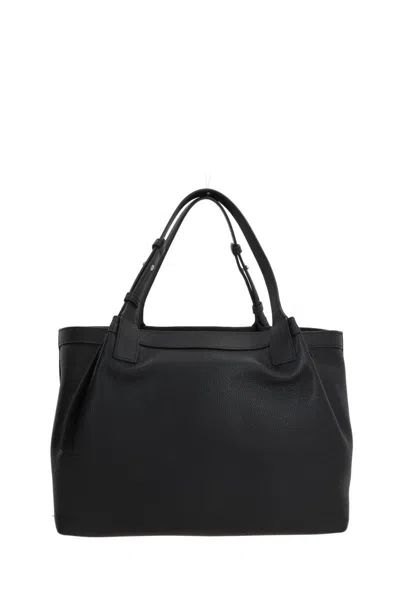 Serapian Woven-panel Tote Bag In Black