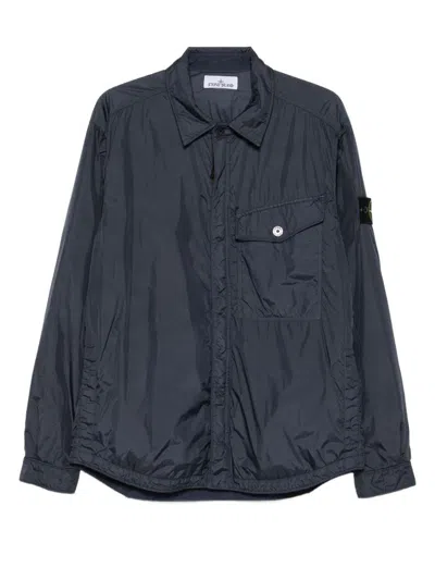 Stone Island Recycled Nylon Jacket Featuring Removable Patch In Black
