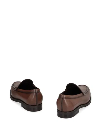 Tod's Penny Loafer Moccasin Shoes With Fine Stitching In Brown