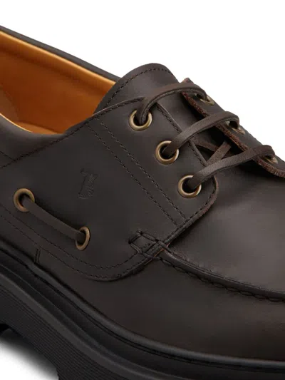 Tod's Leather Loafers Designed For Nautical Wear In Black
