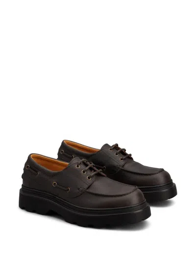 Tod's Leather Loafers Designed For Nautical Wear In Black