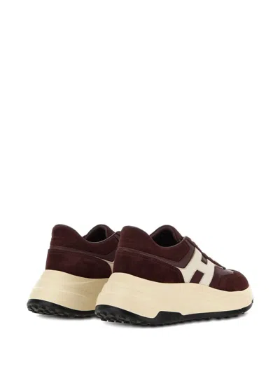 Hogan Suede And Nappa Leather Sneakers With Contrast Panel In Neutral