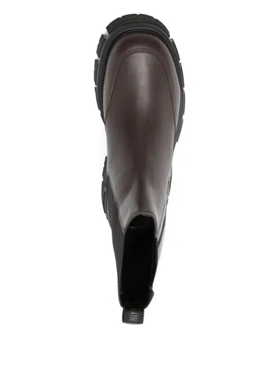 Love Moschino Brown Calfskin Ankle Boots  In Brown