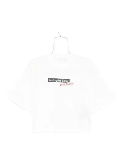 Palm Angels Cotton T-shirt With Print In White