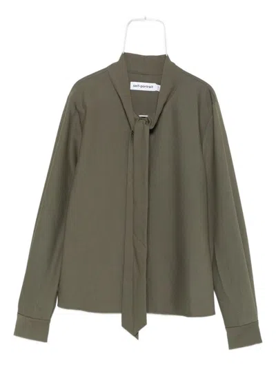 Self-portrait Bow-neck Long-sleeve Blouse