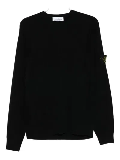 Stone Island Organic Cotton Crewneck Sweatshirt In Black