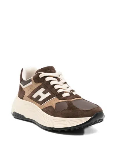 Hogan Leather Sneakers With Contrast Sole And Suede Panels In Silver