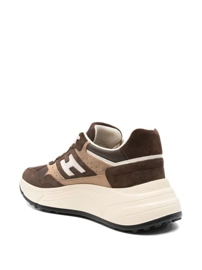 Hogan Leather Sneakers With Contrast Sole And Suede Panels In Silver