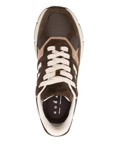 Hogan Leather Sneakers With Contrast Sole And Suede Panels In Silver