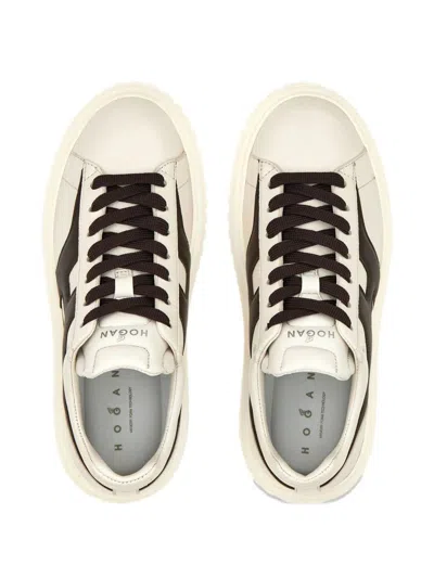 Hogan Beige Sneakers With Chunky Ridged Sole In White