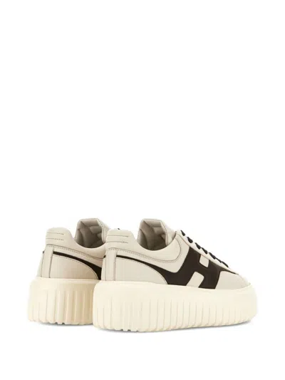 Hogan Beige Sneakers With Chunky Ridged Sole In White