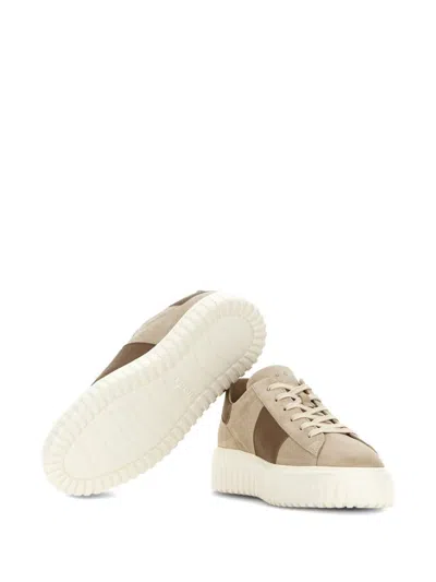 Hogan Low Top Sneakers Round Toe In Brown