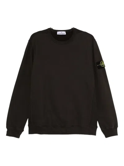 Stone Island Fancy Yarn Crewneck Jumper With Brushed Texture In Black