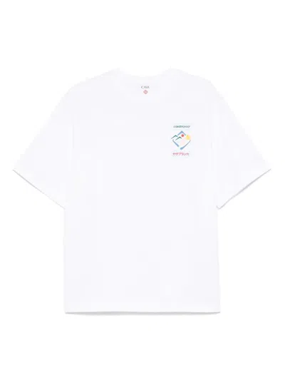 Casablanca White Cotton T-shirt With Print In Gray