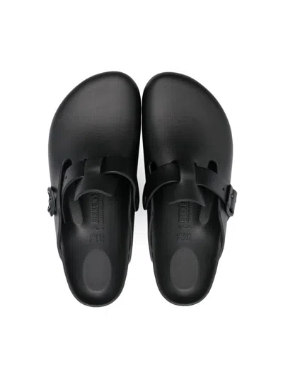 Birkenstock Sandals With Buckle Strap And Open Back In Black