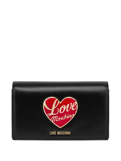 Love Moschino Black Handbag With Heart Emblem In Black
