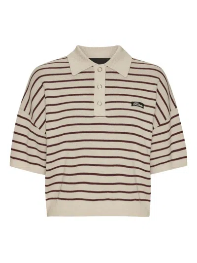 Rotate Birger Christensen Striped Polo Shirt With Logo Patch