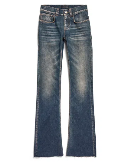 Balenciaga Washed-out Bootcut Jeans In Blue