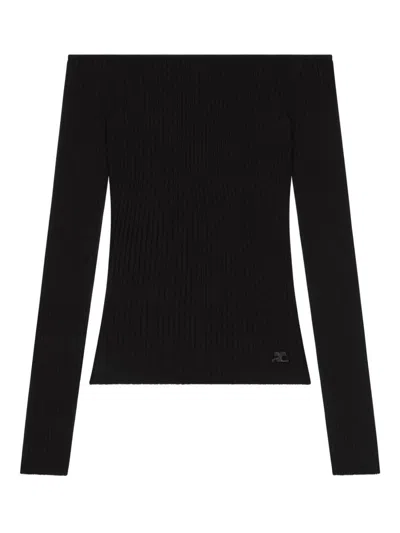 Courrèges Shoulderless Ribbed Knit Top