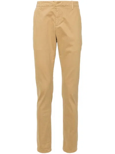 Dondup Cotton Chino Trousers With Roll-up Cuffs In Brown