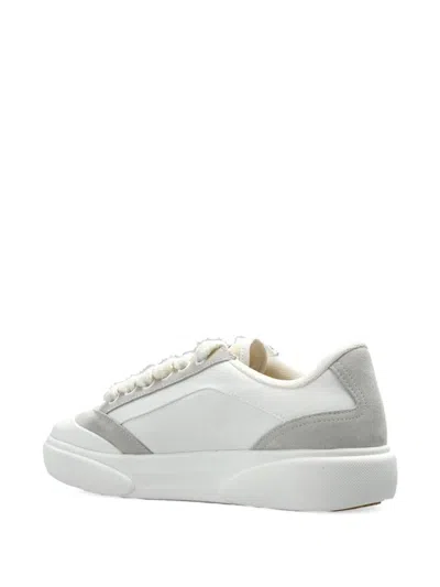 Casablanca White Leather Sneakers With Suede Insert On The Heel In White