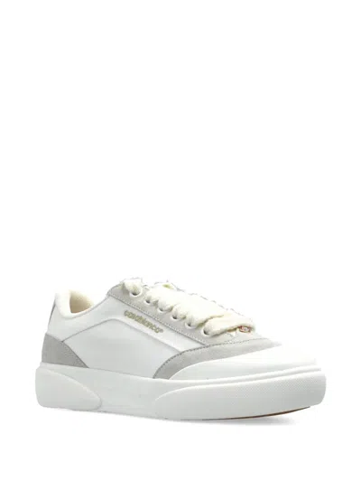 Casablanca White Leather Sneakers With Suede Insert On The Heel In White