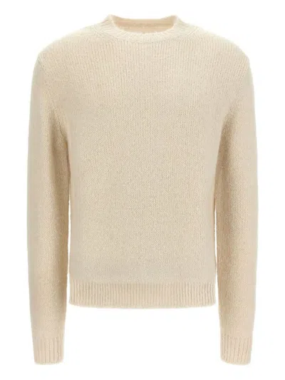 Jil Sander Ribbed Hem And Cuff Alpaca Blend Sweater In White