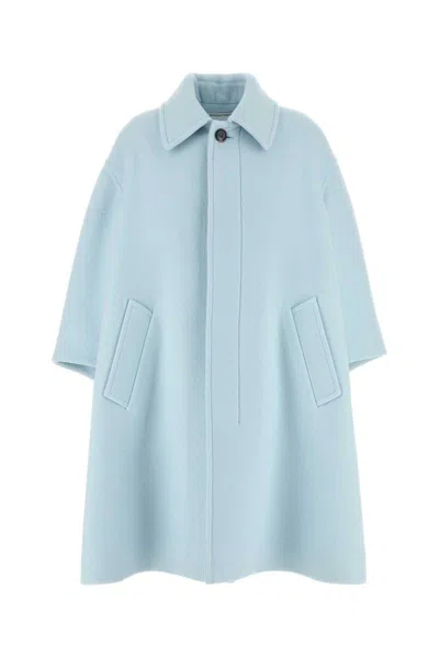 Bottega Veneta Light Blue Cashmere Coat In Blue