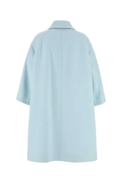 Bottega Veneta Light Blue Cashmere Coat In Blue