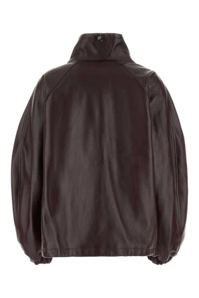 Magda Butrym Burgundy Leather Oversize Jacket In Burgundy