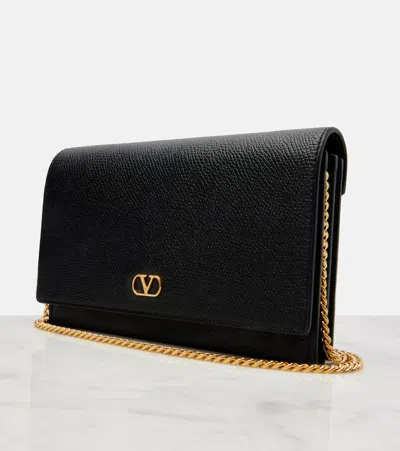 Valentino Clutch Vlogo Signature In Pelle Nera  Donna In Black