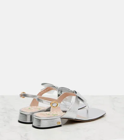 Valentino Bowow 25 Metallic Leather Thong Sandals