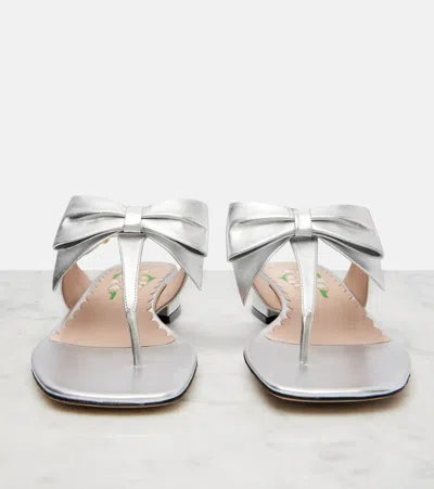 Valentino Bowow 25 Metallic Leather Thong Sandals
