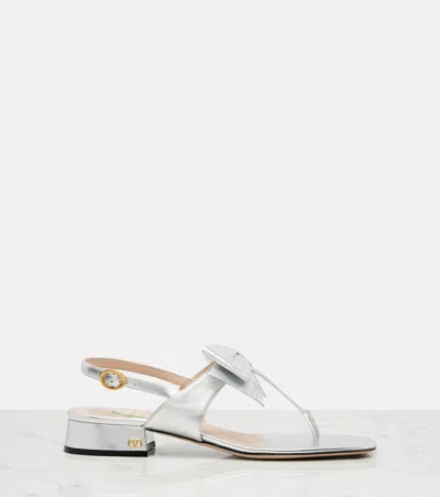 Valentino Bowow 25 Metallic Leather Thong Sandals
