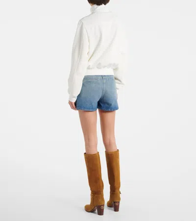 Valentino Logo Jersey Zip-up Sweatshirt In White