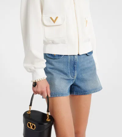 Valentino Logo Jersey Zip-up Sweatshirt In White